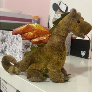 ORIGINAL BEANIE BABY 1998 - Dragon Toy - Brown and Orange (NWT)